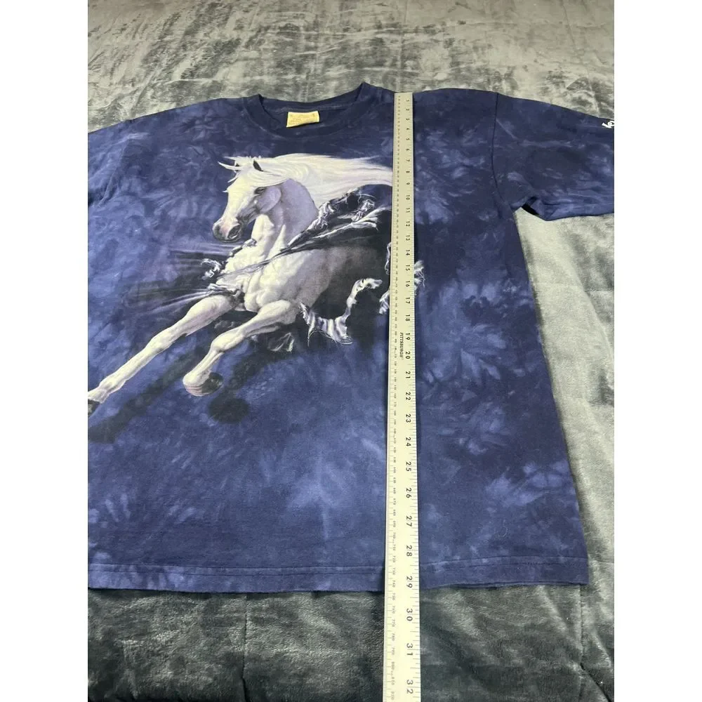 Vintage Y2K THE‎ MOUNTAIN TIE DYE T SHIRT Horse Print 1990s Wild Stallion L